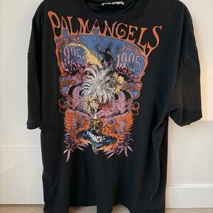 Palm Angels Black and Orange Graphic Tee